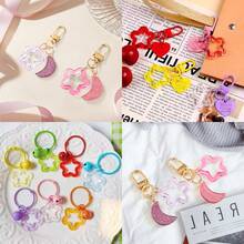 20pcs Cute Colorful Flower, Star, Pentagram, Bell Keychain DIY Accessories, Candy Color Pendants - Hollow Out Five-pointed Star - View 4