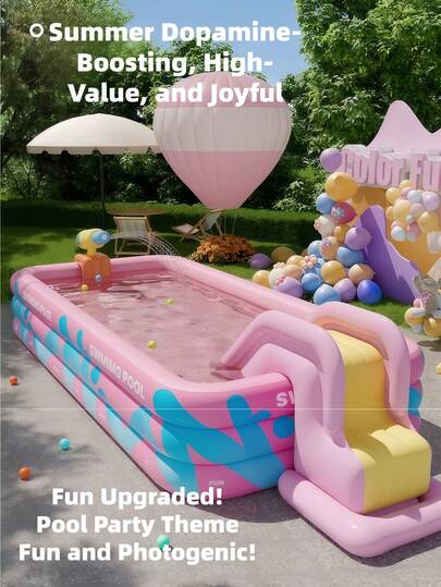 1 قطعة حمام سباحة قابل للنفخ بطول 8.5 قدم، مساحة كبيرة لعائلة بكامل الحجم للمرح المائي في الحديقة الخلفية، لا يتطلب أدوات للتركيب السهل، حديقة مائية محمولة للصيف في الفناء والشاطئ، مناسبة للأنشطة الخارجية مع العائلة بأكملها