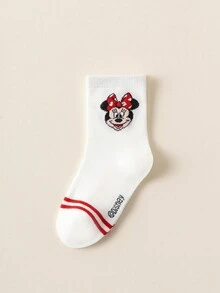 Disney 5 pares de calcetines de tripulación genuinos de la familia Mickey Mouse para niños, diseño de dibujos animados lindos, calcetines de estudiante cómodos, transpirables y de moda, ideales para uso diario, regreso a la escuela y regalos festivos - Multicolor - Ver 9