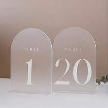 White Arched Wedding Table Numbers 1-15/1-20/1-30 With Stands, 5x7 Inch White Acrylic Arch Sign With Numbers, Acrylic Table Numbers For Wedding Reception - View 12