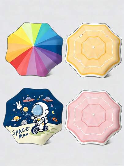 1把自动折叠伞，圆角纤维手柄，便携设计，适合学生、年轻男女日常通勤、上学或旅行使用。