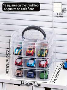 1pc Baby Room 4-Layer 24-Slot/3-Layer 18-Slot Transparent Portable Car Model Storage Box, Handmade Storage Box & Organizer, Multi-Functional Car Model Storage Box - Multicolor - View 4