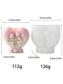 3D Angel Heart Silicone Candle Mold - Romantic DIY Craft Mold, Suitable For Soy Wax, Scented Candles, Soap And Plaster, Valentine's Day And Wedding Gift - Heart Angel Scented Candle Mold - View 9