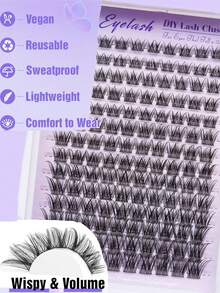 ELAE 140Pcs Lash Clusters Manga DIY Lash Extension Anime Eyelash Clusters 8-16mm Spiky Individual Eye Lashes Wispy False Eyelashes D Curl Cosplay Doll Cluster Eyelash Extensions Super Thin Band - Kéo dài khóe mắt ngoài - Xem 6