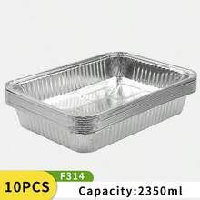 10pcs/Pack Disposable Thick Aluminum Foil Baking Trays, Large Capacity Rectangular Baking Pans, Suitable For Home Baking, Oven And Air Fryer - Silver - View 9