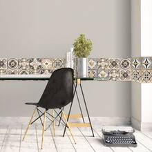 1 Roll 2M Long Boho Moroccan Geometric Floral Peel And Stick Wall Sticker, 10/15/20/30cm Width Luxury Gold Grey Blue Wallpaper Border, Waterproof Self-Adhesive Removable For Kitchen Backsplash Bathroom Living Room DIY Home Decor - A - View 7