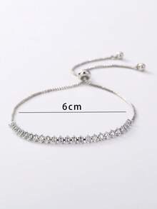 Nooxian 1pc Copper Zirconia Eye Contracting Bracelet (Random Zirconia Stone Quantity) - Silver - View 7