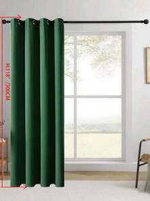 1pc/2pcs Solid Color Polyester Curtains, Energy Blackout Light Blocking Thermal Insulated Curtains For Kitchen, Dining Room, Living Room, Bedroom, Study Room In Black, Deep Grey - Dark Green - View 54