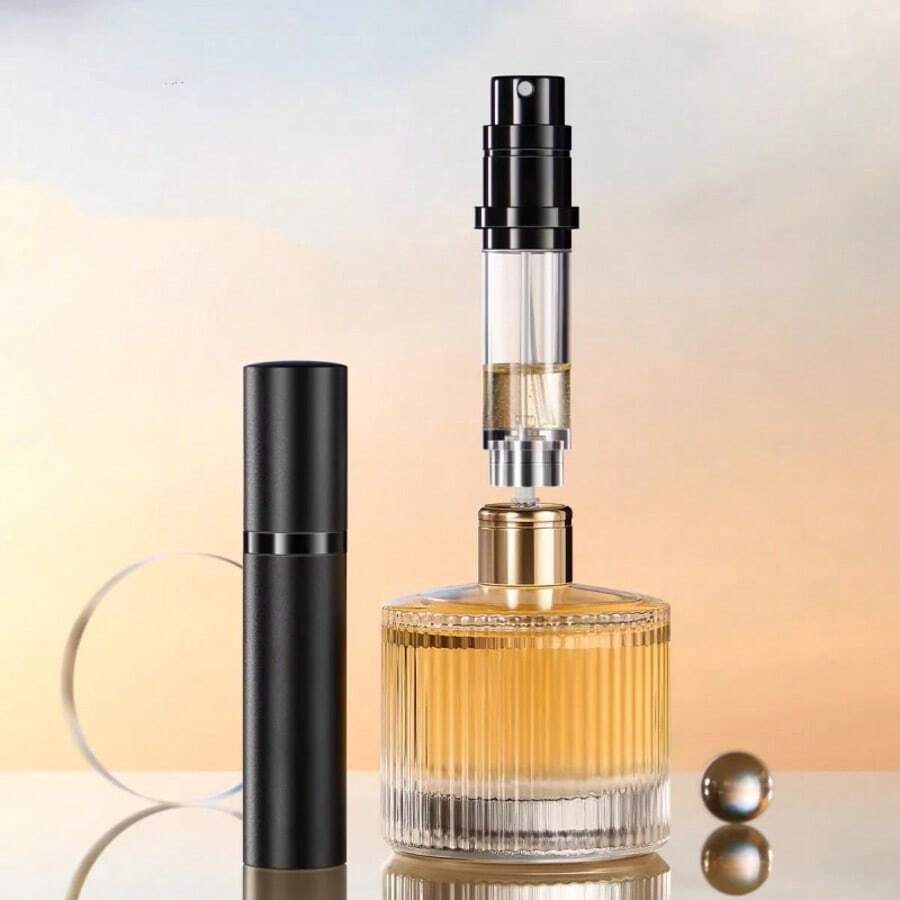 Chai xịt nước hoa AsaNana, 5 ml, chai xịt nước hoa mini cầm tay du lịch có thể nạp lại (Xám & Đen)