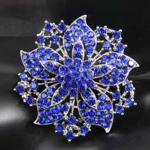 1pc Luxury Floral Rhinestone Brooch - Royal Blue - View 2