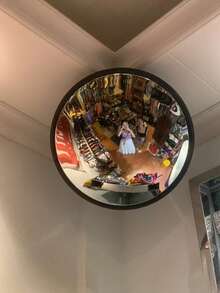 160°广角圆形凸面壁镜，现代黑色边框，防碎防盗安全镜，适用于零售店、服装店、超市、车库、走廊、入口、办公室等室内外场所 - 简约时尚设计 - 彩色 - 查看 6