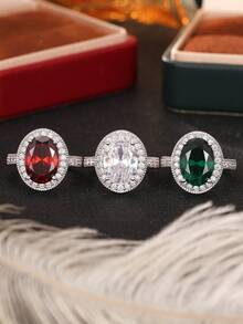 1 chiếc nhẫn nữ đính đá Cubic Zirconia quyến rũ, thích hợp làm quà tặng đám cưới, lễ đính hôn, kỷ niệm, quà tặng ngày Valentine. - 1 # - Xem 4