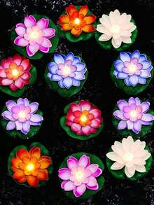 1pc/6PCS LED Floating Water-Activated Lotus Flower Lights, Colorful Waterproof Night Lights For Pool And Pond Decoration, Wishing River Lanterns - Multicolor - View 3