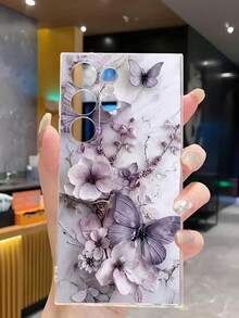 1个高级梅紫色蝴蝶软透明手机壳，兼容三星Galaxy A04e/12/A13/A14/A34/A50/A52/A53/A54/S21/S22/S23/S24/S25/S25Ultra - 無色 - 查看 5