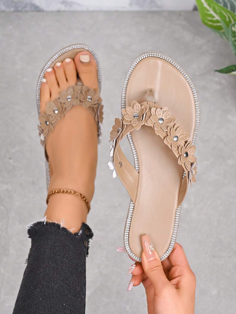 女士镶钻平底凉鞋，黑色镶钻凉鞋，豹纹镶钻凉鞋，镶钻沙滩拖鞋，适合派对、生日、聚会、送礼，春夏新款性感镶钻凉鞋，婚鞋，母亲节礼物，复活节礼物，时尚PU皮镶钻沙滩凉鞋，适合海滩、婚礼、派对、办公室、居家、健身房等场合。 - 棕色 - 查看 1