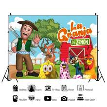 Cartoon  La Granja De Zenon Theme Shower Kids 1st Birthday Party Green Grass Farm Photo Background Decoration Props - 款式E - 查看 7