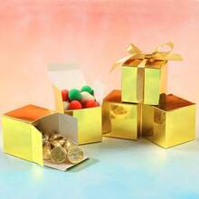 10pcs Square Gold & Silver Party Candy Boxes, Gift Boxes - Box - View 3