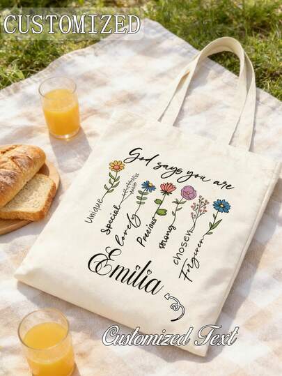 Custom Tote Bag For Mother's Day, Reusable, Lightweight And Spacious, Can Be Used As Shopping Bag, Handbag, Travel Bag, Mom's Tote Bag, Best Gift For Mom, Best Mom Shoulder Bag