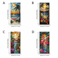 1/4pcs Ocean-Themed Palm Leaf And Floral Window Film, Reusable PVC Frosted Electrostatic Adsorption Window Film, Suitable For Living Room, Bedroom, Bathroom, And Office Decoration. - Frosted Glass Sticker - View 10