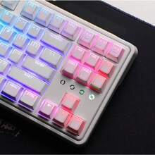 142键PBT双色注塑背光键帽，棱镜顶印，黑色或白色，樱桃木键帽高度 - 查看 6