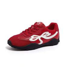 CAMEL CROWN Zapatos deportivos multiusos cómodos de estilo retro alemán para mujer, primavera - Rojo y blanco - Ver 3