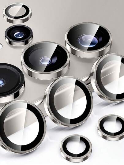 1 Set Metal Frame 9H Tempered Glass Camera Lens Protector, Suitable For Samsung S25 Ultra, Black Alloy Ring, Full Coverage, Anti-Scratch