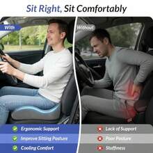 Gel Seat Cushion For Office Chair And Car Seat With Ergonomic Zoning Memory Foam Chair Cushion For Sciatica Lower Back Tailbone Pain Relief And Intimate Ventilation Non-Slip Airy Cover - 灰色 - 查看 4
