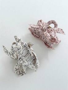 1PC Fabric Bow Hair Claw Clip - Soft Textured Hair Accessory For Women, Gentle Non-Slip, Comfortable For Daily Wear, Elegant Hair Clip For Work, School, Special Occasions, Fashionable Hair Clip, Essential For Autumn/Winter Holiday Outfits. Summer Outfits Hair Clips - Multicolor - View 8