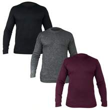 Kit 3 Sueter Masculino Tricot Lã Masculina Canelada Gola Redonda  Outono / Inverno    Ajuste Regular    Diário  Feriado  Noite  Para sair  Casa - Preto/Marsala/Chumbo - Visão 2
