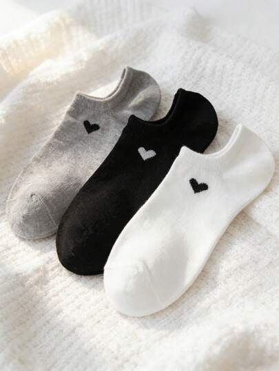 3/6/12/24/36 Pairs Women's Shallow Heart Boat Socks, Invisible No-Show, Soft & Comfortable, Suitable For Spring & Summer
