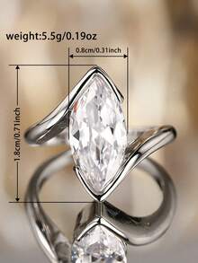 1 chiếc nhẫn nữ thanh lịch đính đá Cubic Zirconia, thích hợp làm quà tặng đám cưới, lễ đính hôn, kỷ niệm, quà tặng ngày Valentine. - Bạc - Xem 9
