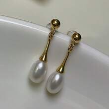 Đôi bông tai ngọc trai nước ngọt tự nhiên dáng dài, thời trang và đơn giản. Món quà Ngày của Mẹ dành tặng mẹ và bạn gái. - hoa tai - Xem 5