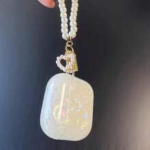 1pc Premium Shell Pattern + Pearl Hanging Chain Earphone Case Compatible For Airpods 1/2/ 3/4/Pro/Pro 2/Pro 3, Shock-Proof Protective Cover - Heart Pearl Bracelet - View 3