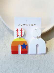 1 Đôi bông tai nữ in hình ngôi sao bóng chày, chất liệu gốm sứ, thích hợp cho các lễ hội thể thao bóng chày, tiệc tùng. - Nhiều màu - Xem 8