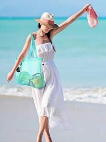 2个抽绳网袋，沙滩玩具收纳袋，可扩展洗衣整理袋 - 彩色 - 查看 8