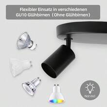 Luz empotrada de techo GU10, lámpara colgante rectangular/redonda, luz de techo LED para decoración del hogar, foco moderno de aluminio, negro/blanco, bombilla GU10 reemplazable, opcional con/sin bombilla, adecuado para sala de estar, comedor, dormitorio, cocina, pasillo, cafetería, sala de exposiciones, sala de lectura, bar, pasillo, hotel, tienda de ropa, sala de exposición, tamaño y forma personalizables - Base GU10 (montable en techo o pared) - Ver 11