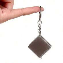 1pc Stainless Steel Retractable Ruler Keychain Measuring Tool, For Men - Multicolor - View 4