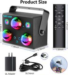 Disco Ball Party Lights,Pro 6 In 1 Disco Lights Sound Activated Dj Strobe With RGB&OGB Disco Balls,Laser Light Show,Ocean Lamp,Star Projector,2 RGB LEDs-Perfect For Disco Glow Party Rave Dance - 美規A型插(110-127V) - 查看 7