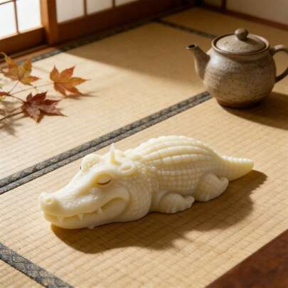 Khuôn silicon hình cá sấu ngủ 3D, khuôn thạch cao hình cá sấu dùng để làm nến thơm, xà phòng, nhựa, thạch cao và đồ trang trí nhà cửa hình động vật.