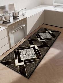 Thảm trải sàn nhà bếp, thảm trang trí hành lang lối vào nhà theo phong cách tối giản thanh lịch, chất liệu giả vải lanh, họa tiết vân gỗ, dễ giặt và dễ bảo quản, phù hợp cho nhà bếp, lối vào, quầy bar, phòng giặt, hành lang. - màu nâu - Xem 13