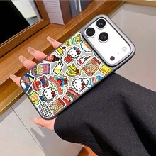 SANRIO 1 chiếc ốp lưng điện thoại 3 trong 1 bằng acrylic mới, chắc chắn, chống rơi vỡ, họa tiết sáng tạo, dày dặn, tương thích với Apple 17 ProMax/Air, 16, 11/12/13/14 Plus, XR, 7/8 Plus, 15 ProMax - màu đen - Xem 3