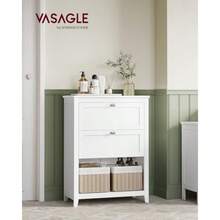 VASAGLE Mueble de Baño Armario de Baño 30 x 60 x 80 cm 2 Cajones 2 Cestas Aparador Blanco Nube MBBC545W02 - Blanco nube - Ver 2