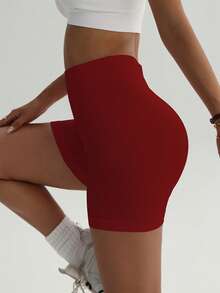 Quần short thể thao nữ không đường may, co giãn, nâng đỡ, định hình dáng người, thích hợp cho yoga, tập thể dục và chạy bộ, mùa xuân/hè. - Đỏ - Xem 8