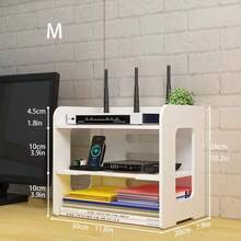 1 chiếc kệ đựng thiết bị WiFi bằng gỗ và nhựa màu trắng, hộp đựng dây cáp, giá đỡ bộ định tuyến không dây, kệ để đầu thu kỹ thuật số, không cần khoan. - trắng - Xem 7