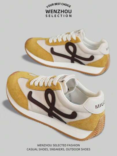 2026 New Spring Women's Casual Sneakers, Breathable Solid Color Flat Outdoor Running Sports Shoes, Versatile Street Style Essential