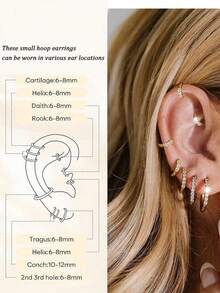 4 Pairs/1 Pair Elegant Earrings For Women, Stainless Steel Hoop Earrings. Gold-Tone Summer Earring Set, Jewelry For Females. Golden Jewelry. Silver Hoop Earrings With Cubic Zirconia, Suitable For Wearing On Cartilage, Earlobe, Helix. These Earrings Are Lightweight And Hypoallergenic (6mm/8mm/10mm/12mm). Suitable For Daily Wear, Parties, Vacations, Swimwear - As Shown - View 4