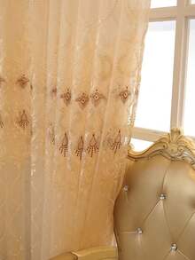 1 pièce Rideau en voile brodé européen de haute qualité perforé, cloison décorative pour balcon, salon, chambre à coucher - Multicolore - Voir 7