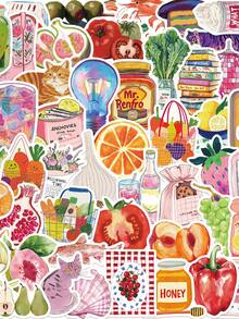 50PCS Mediterranean Tomato Art Aesthetic Stickers Laptop Graffiti Room Skateboard Scrapbooking Phone Sticker Decals Funny Stickers Kindle Scrapbook Supplies Laptop Sticker - 1 Set - View 1