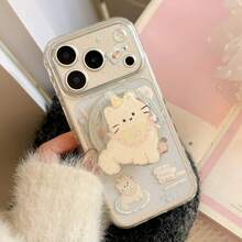 Kavenfort Cute Transparent Magnetic Phone Case With Blue And Pink Kitty Pattern, Comes With Magnetic Stand, Soft & Adorable Cat Magnetic Stand Suitable For IPhone 17 Pro Max, Also Fits Apple 16, 13, 11, 15. Transparent, Anti-Drop, Creative, Geometric, Cartoon Style, Cute, Fresh, Niche, Ins Style - Clear - View 9