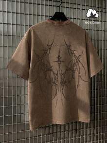 Men's Casual Comfortable Fashion T-Shirt, Street Style Y2K Cotton - Coffee Brown - View 2